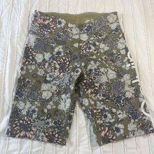 Calvin Klein Floral Bike Shorts - Olive and Pink